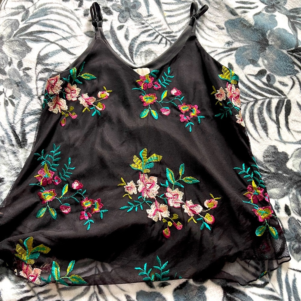 Black floral shirt